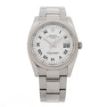 Stainless Steel 18K White Gold Diamond 34mm Oyster Perpetual Date Watch White Roman 115234