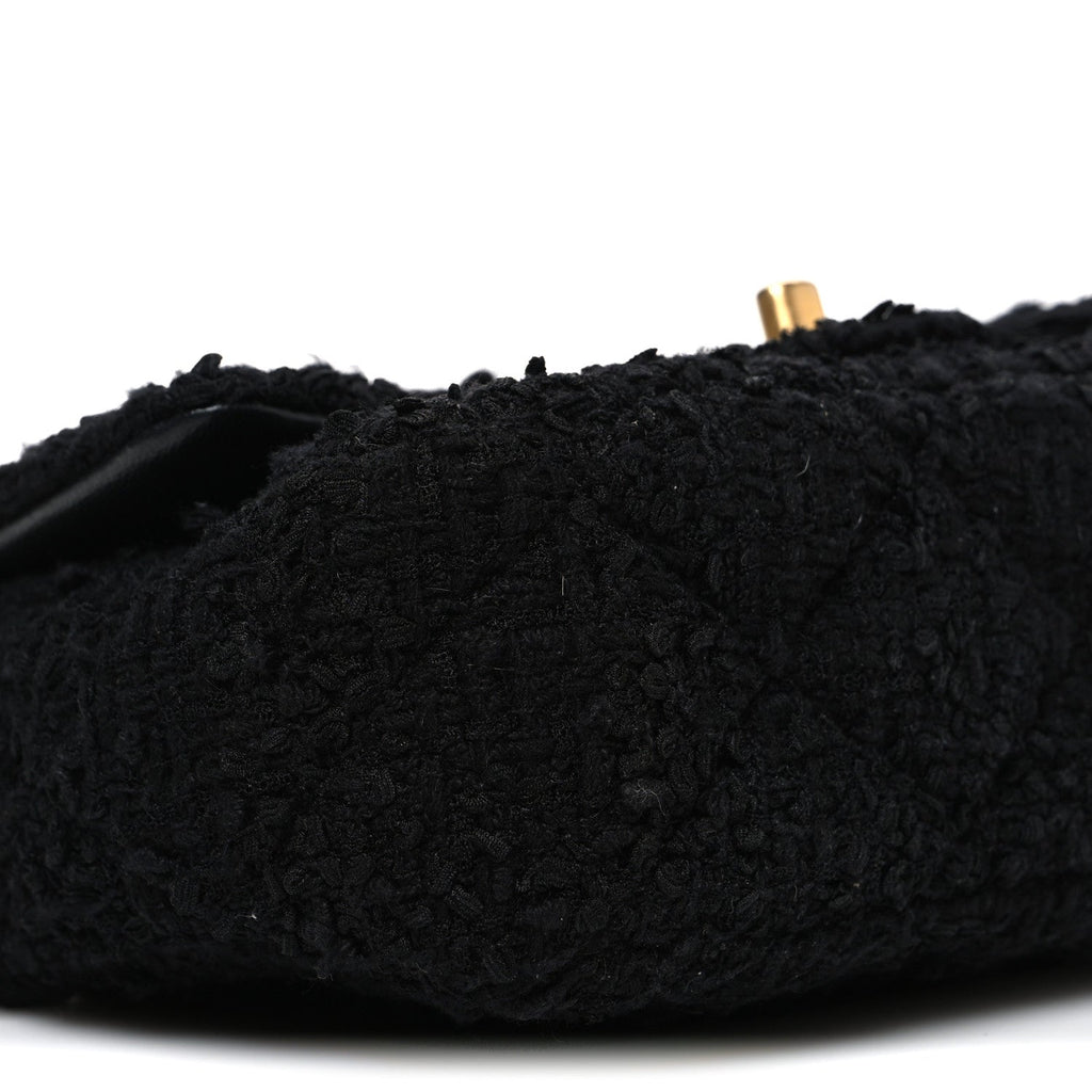 Tweed Quilted Mini Square Flap Black