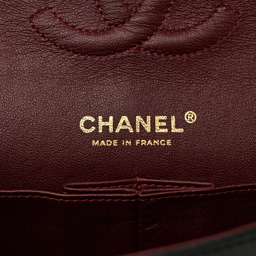 Lambskin Quilted Medium Double Flap Black