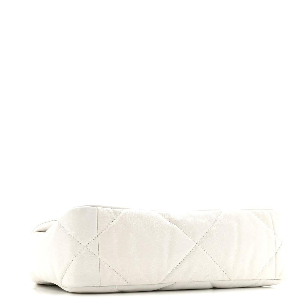 Goatskin Quilted Medium Chanel 19 Flap White