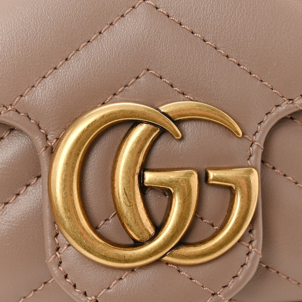 Calfskin Matelasse Super Mini GG Marmont Shoulder Bag Porcelain Rose