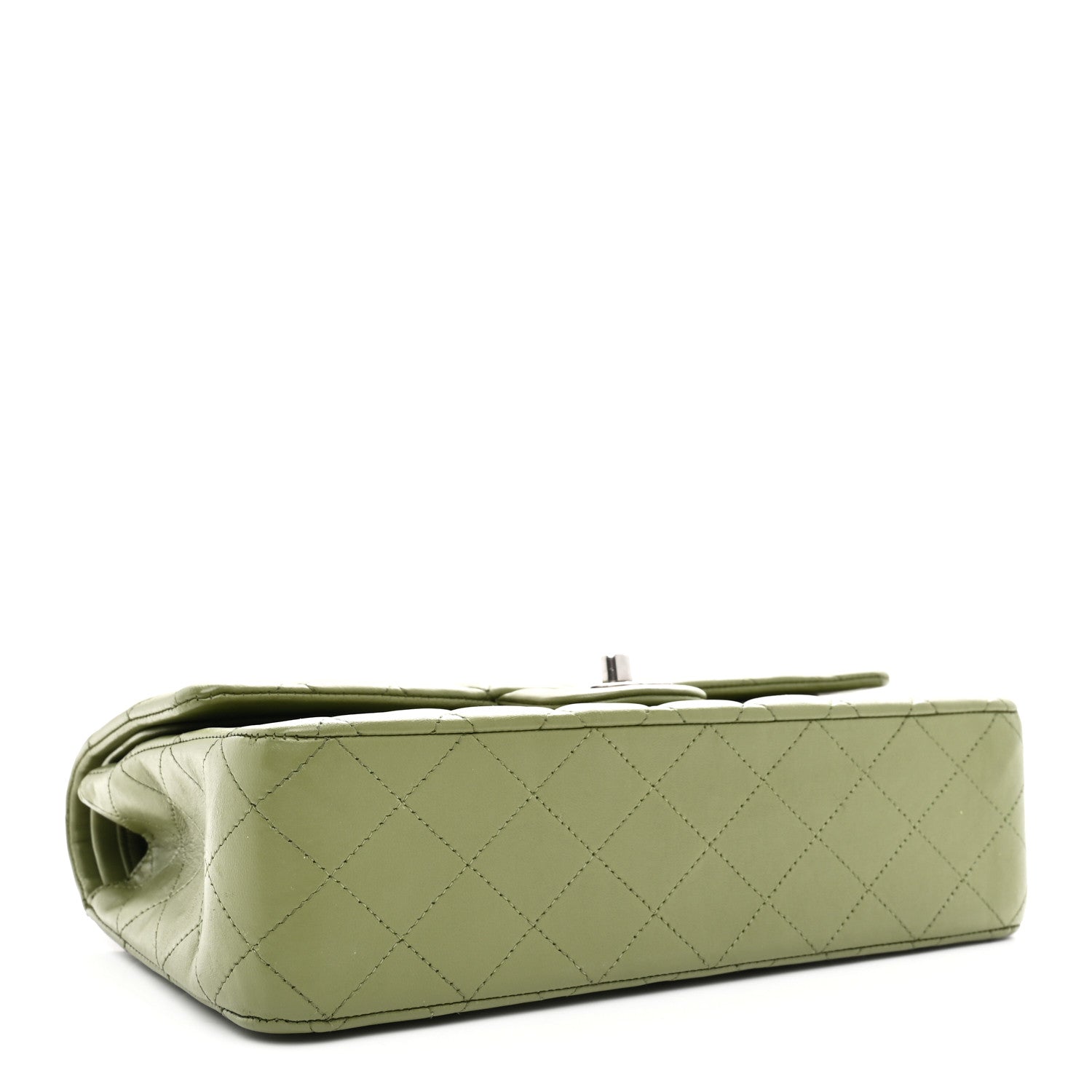 Lambskin Quilted Medium Double Flap Green