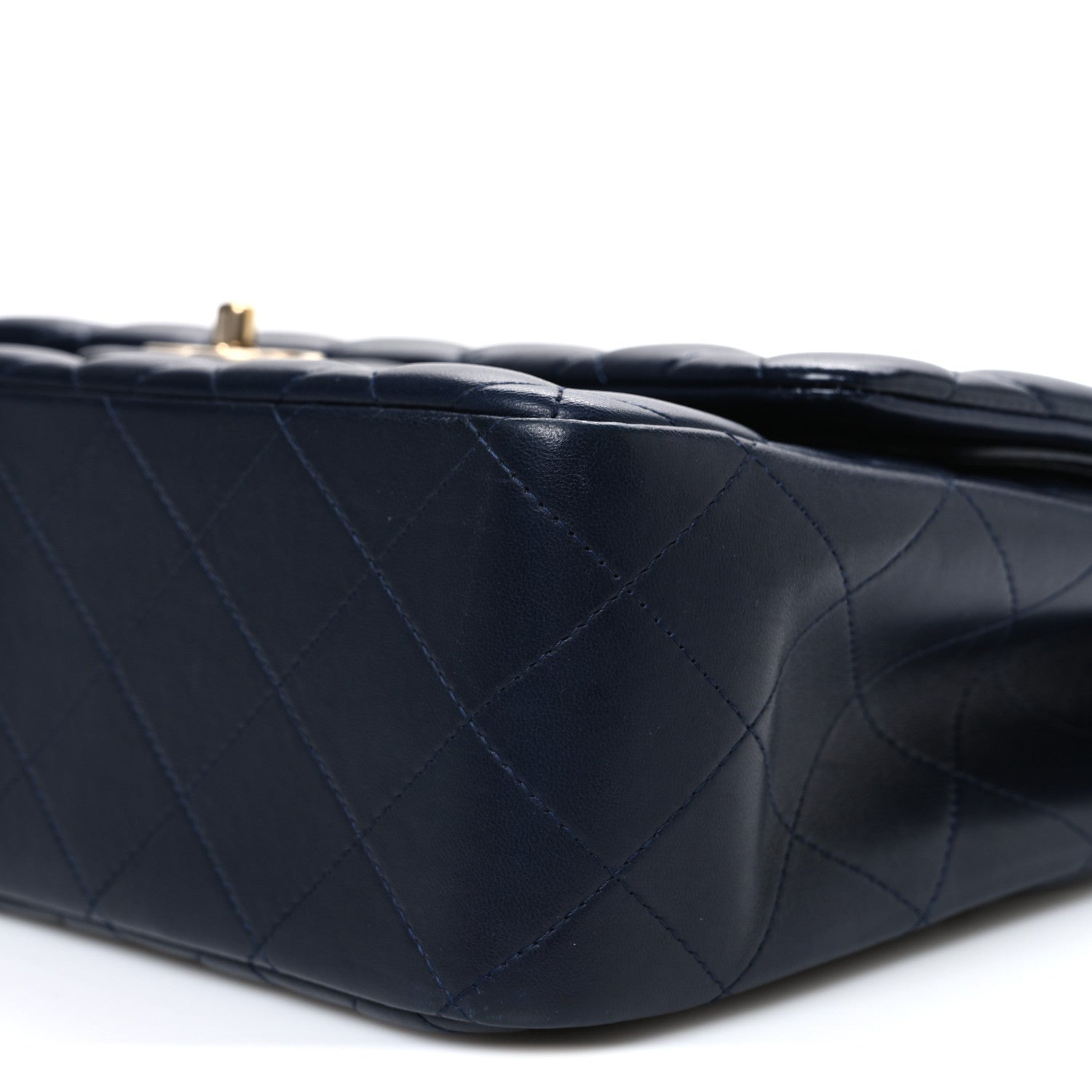 Lambskin Quilted Jumbo Double Flap Navy