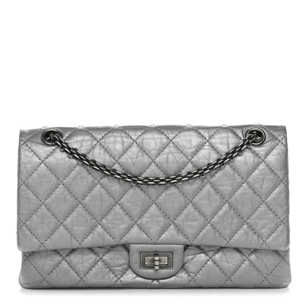 Metallic Aged Calfskin Quilted 2.55 Reissue 226 Flap Silver
