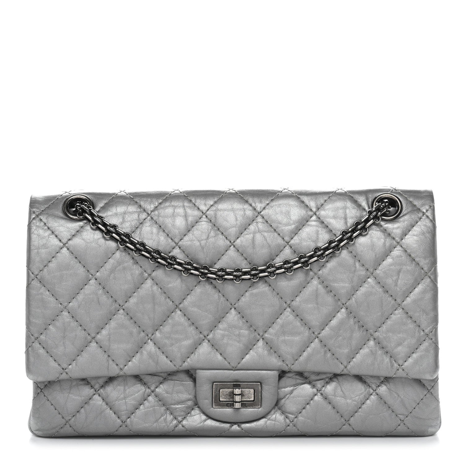 Metallic Aged Calfskin Quilted 2.55 Reissue 226 Flap Silver