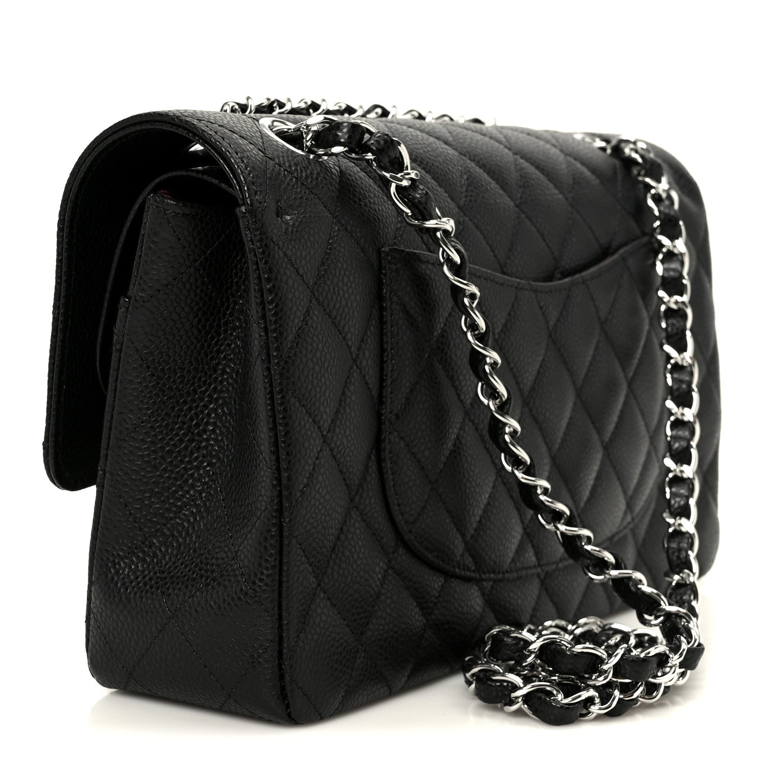 Caviar Quilted Medium Double Flap Black