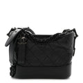 Aged Calfskin Quilted Small Gabrielle Hobo So Black