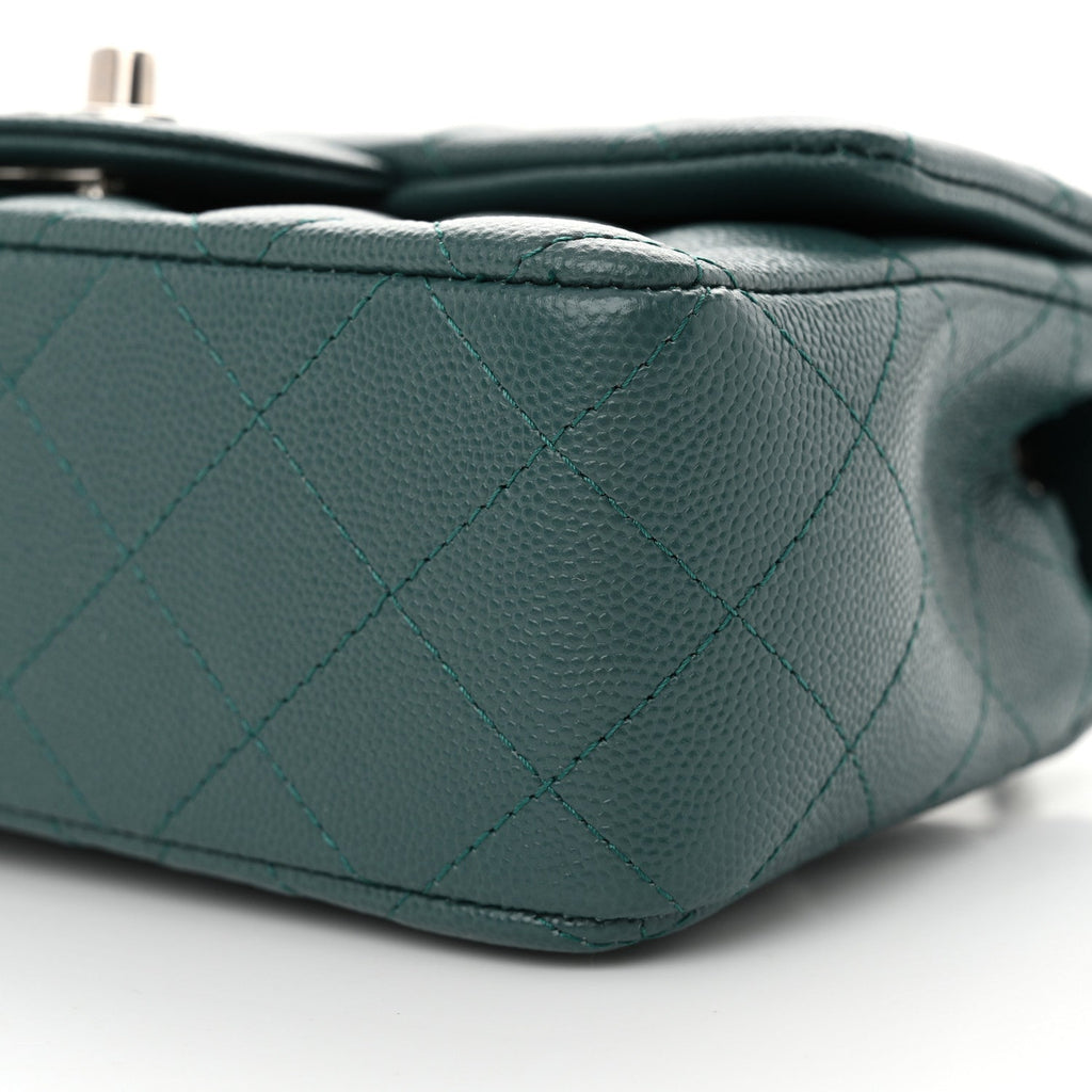Caviar Quilted Mini Rectangular Flap Dark Turquoise