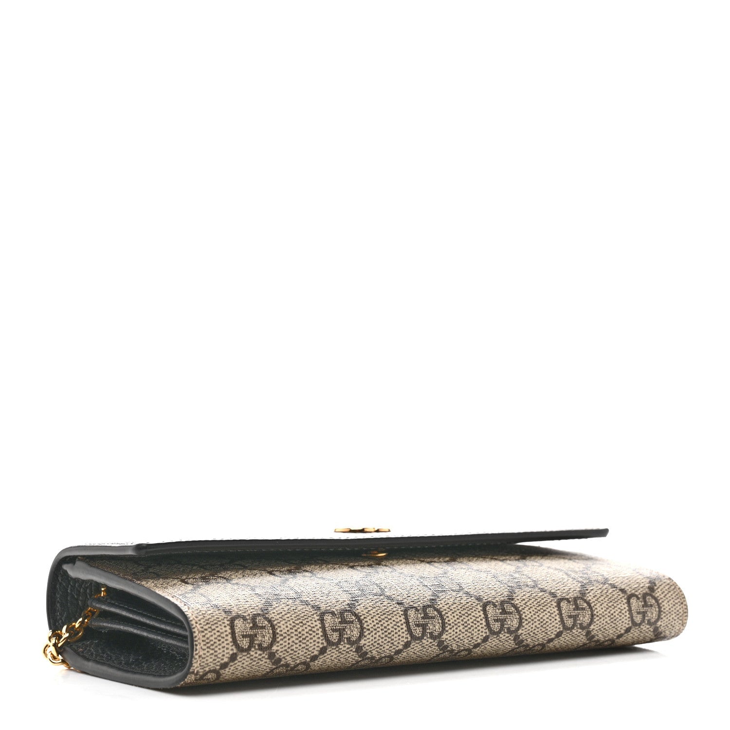 Dollar Calfskin GG Supreme Monogram Petite GG Marmont Wallet Chain Bag Black Beige Ebony