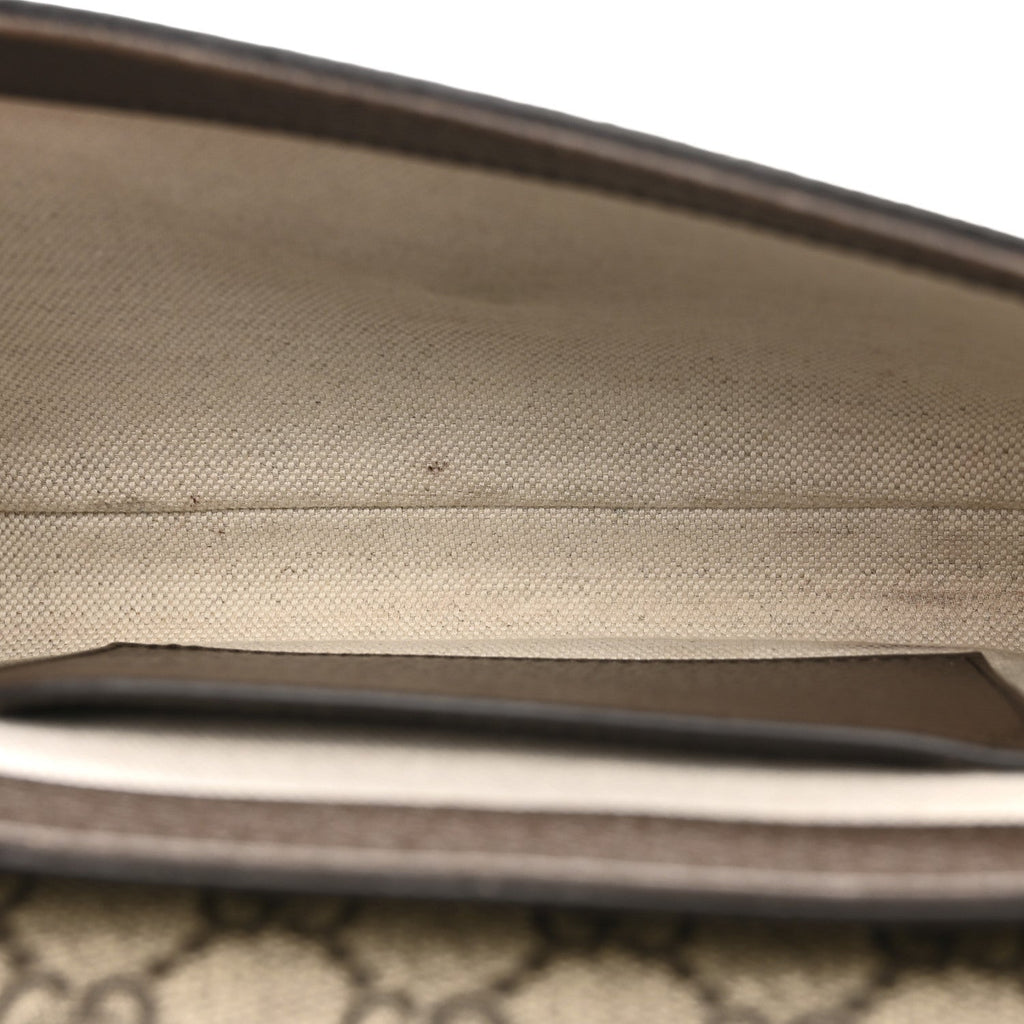 GG Supreme Monogram Textured Dollar Calfskin Web Mini Ophidia Envelope Shoulder Bag Beige Ebony New Acero