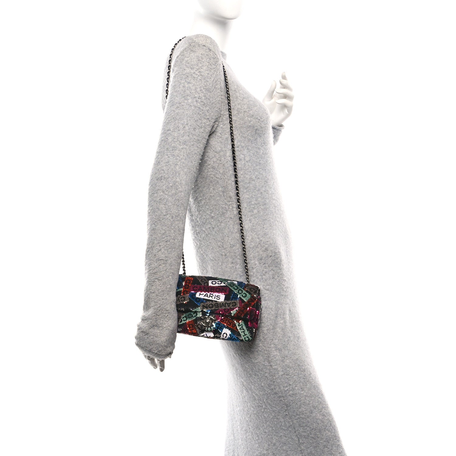 Sequin Logo Small Flap Ruthenium Multicolor