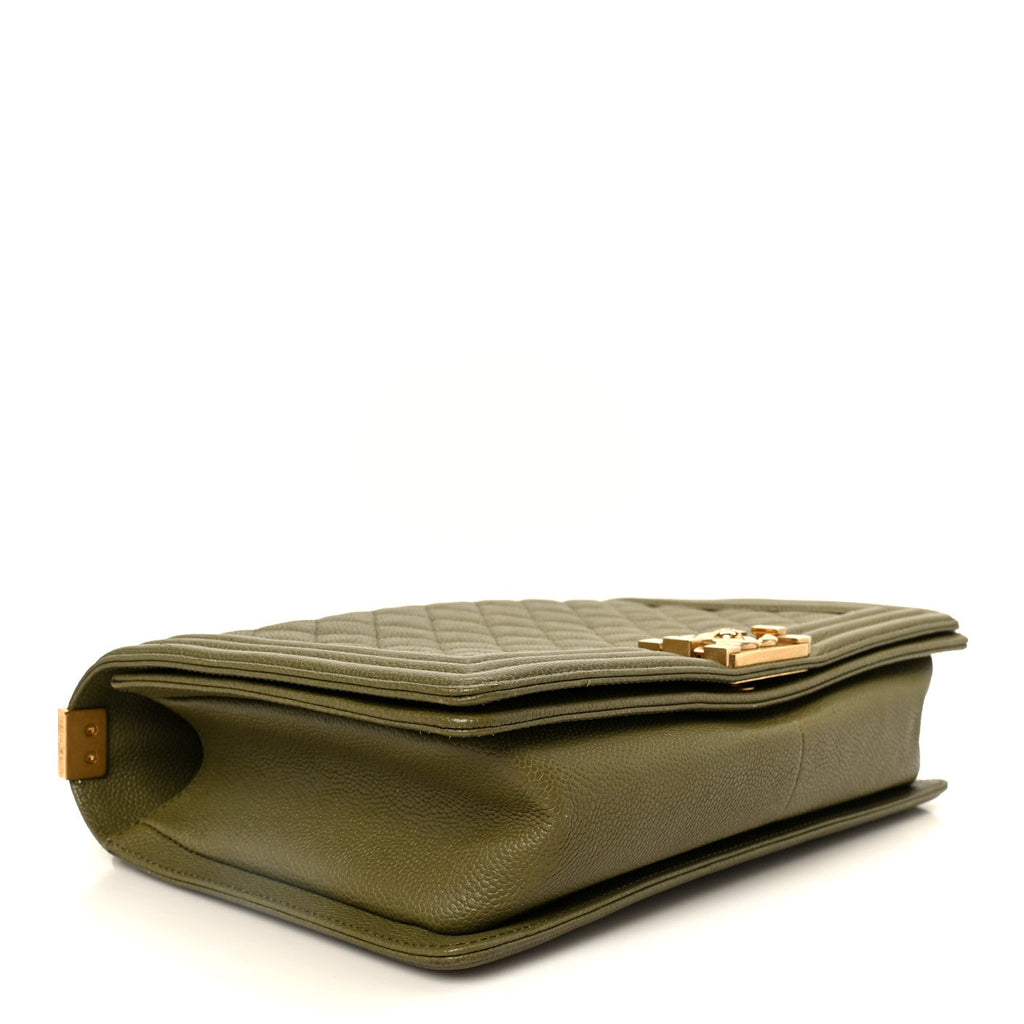 Caviar Quilted New Medium Boy Flap Khaki