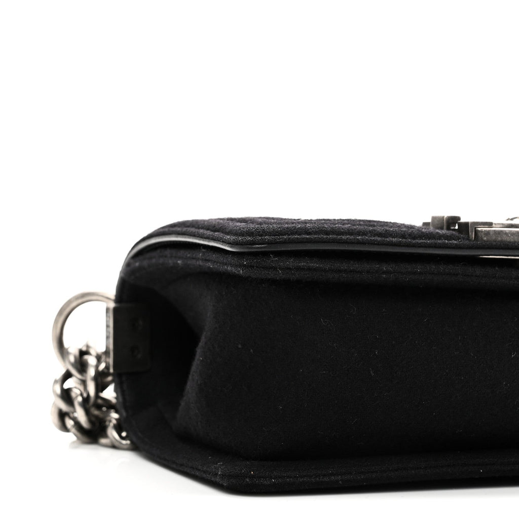 Wool Felt Embellished Small Boy Flap Black