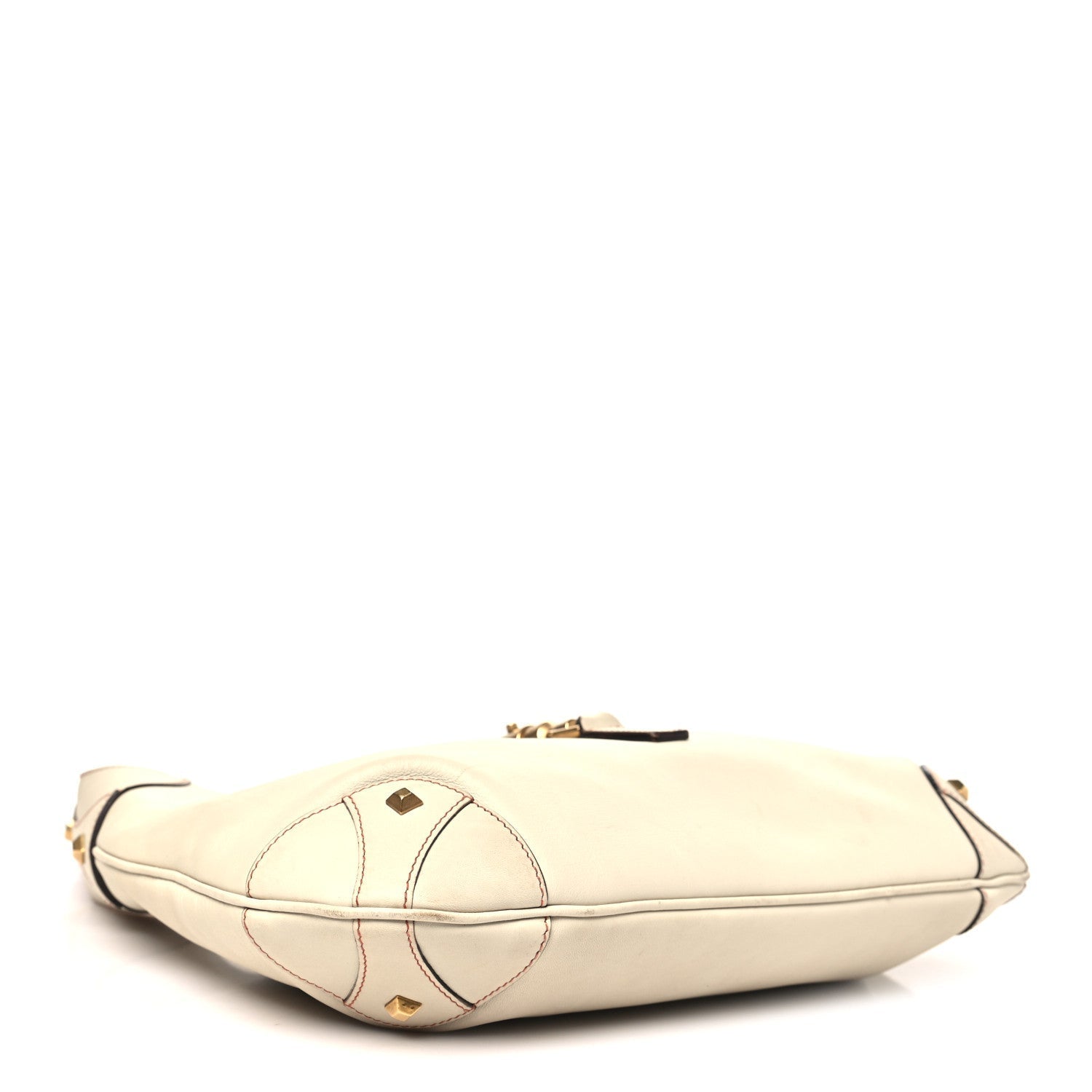 Calfskin Piston Lock Jackie O Hobo White