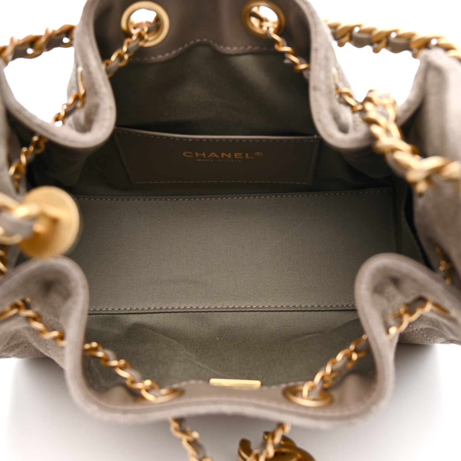Suede Quilted Mini Chanel 25 Handbag Dark Grey
