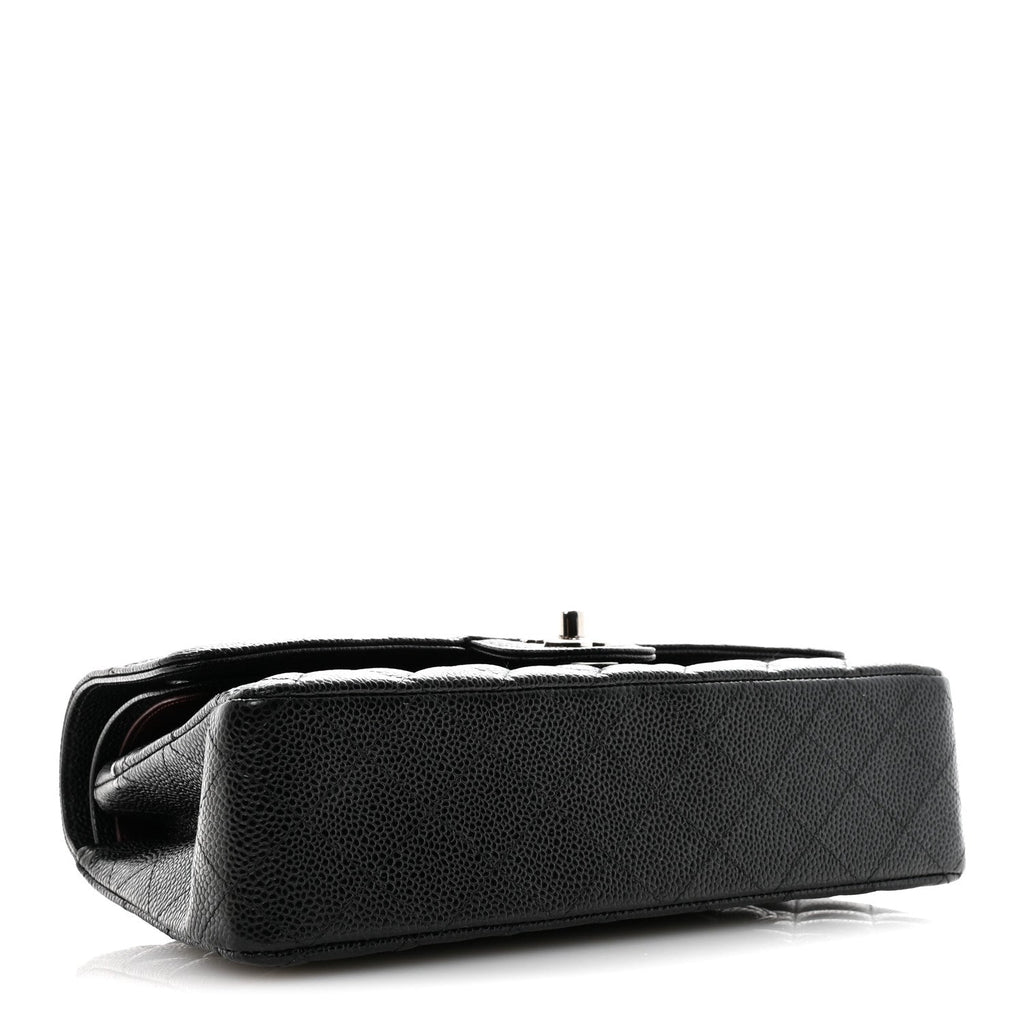 Caviar Quilted Medium Double Flap Black