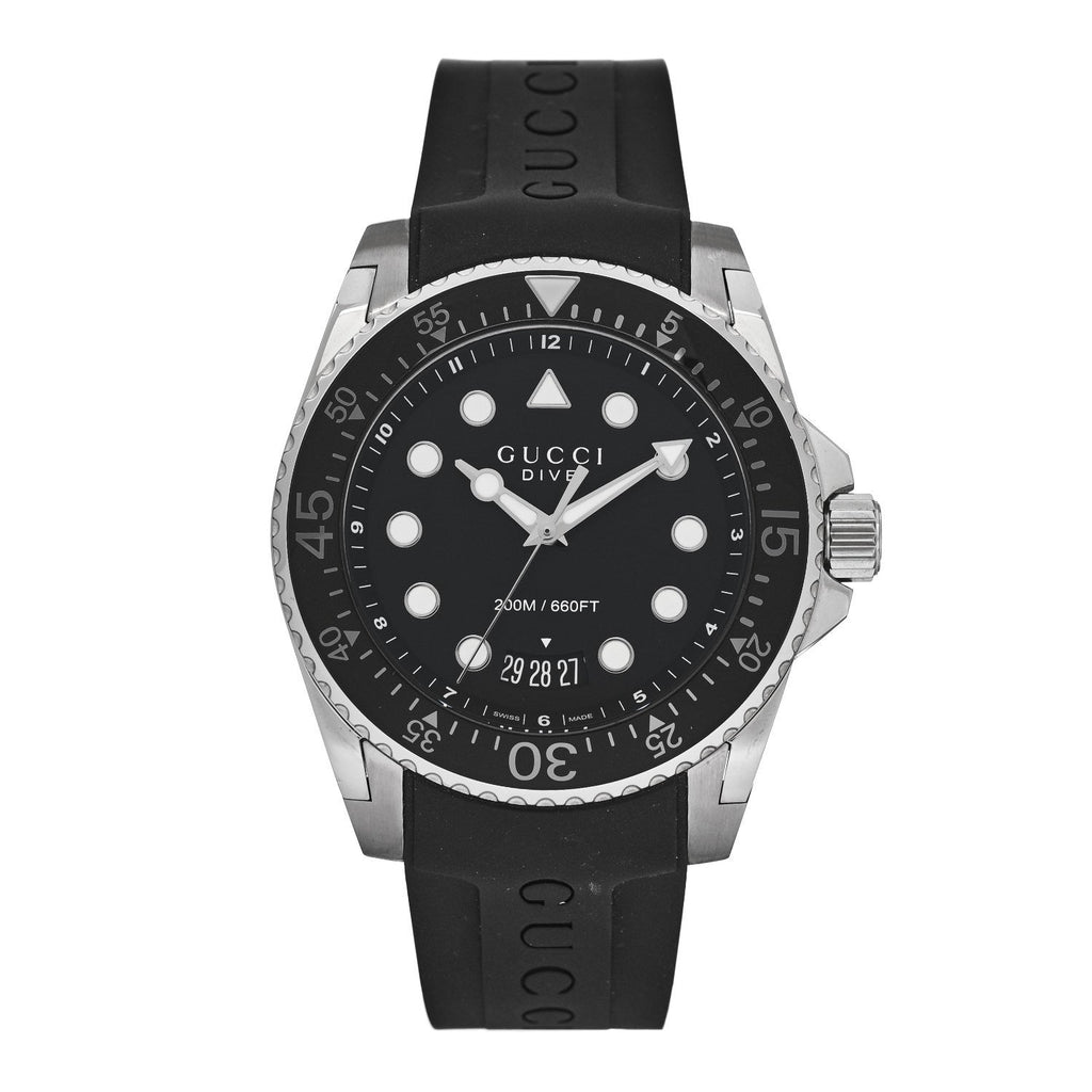 Stainless Steel Rubber 45mm Dive Quartz Watch Black