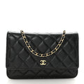 Caviar Quilted Wallet on Chain WOC Black