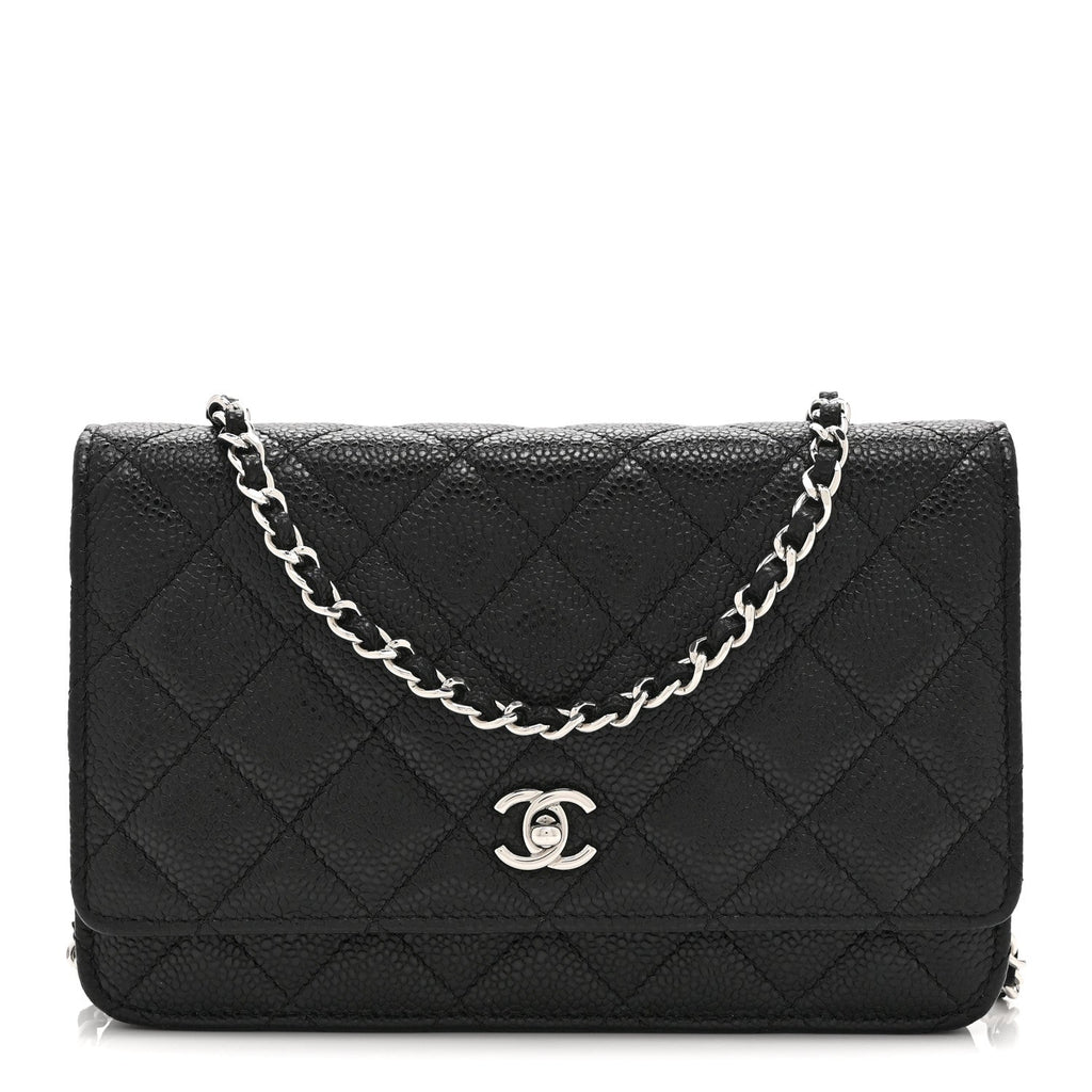 Caviar Quilted CC Turnlock Wallet On Chain WOC Black
