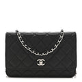 Caviar Quilted CC Turnlock Wallet On Chain WOC Black