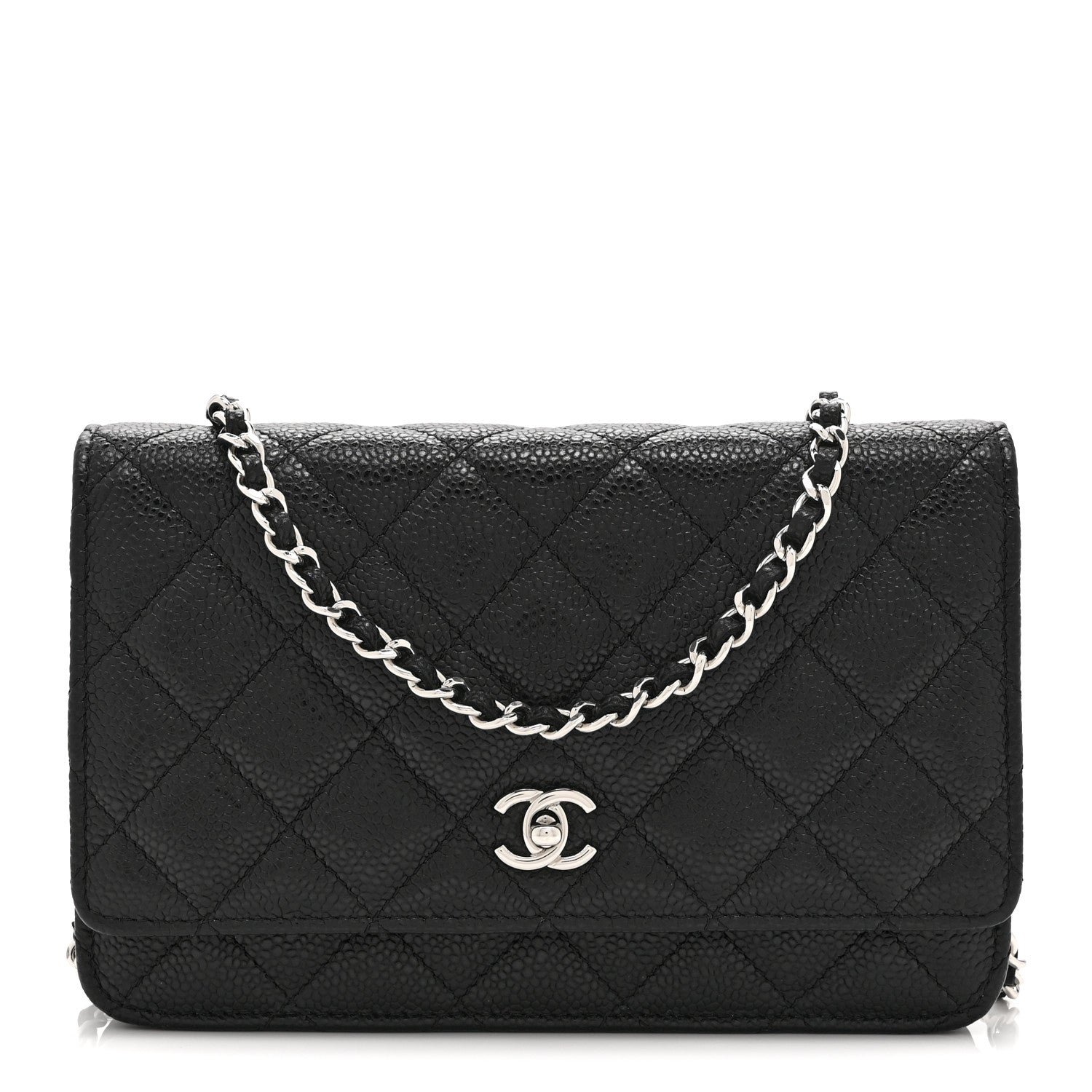 Caviar Quilted CC Turnlock Wallet On Chain WOC Black