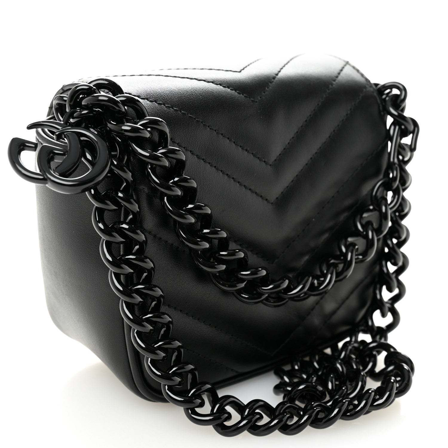 Calfskin Matelasse Monochrome GG Marmont Chain Mini Belt Bag Black