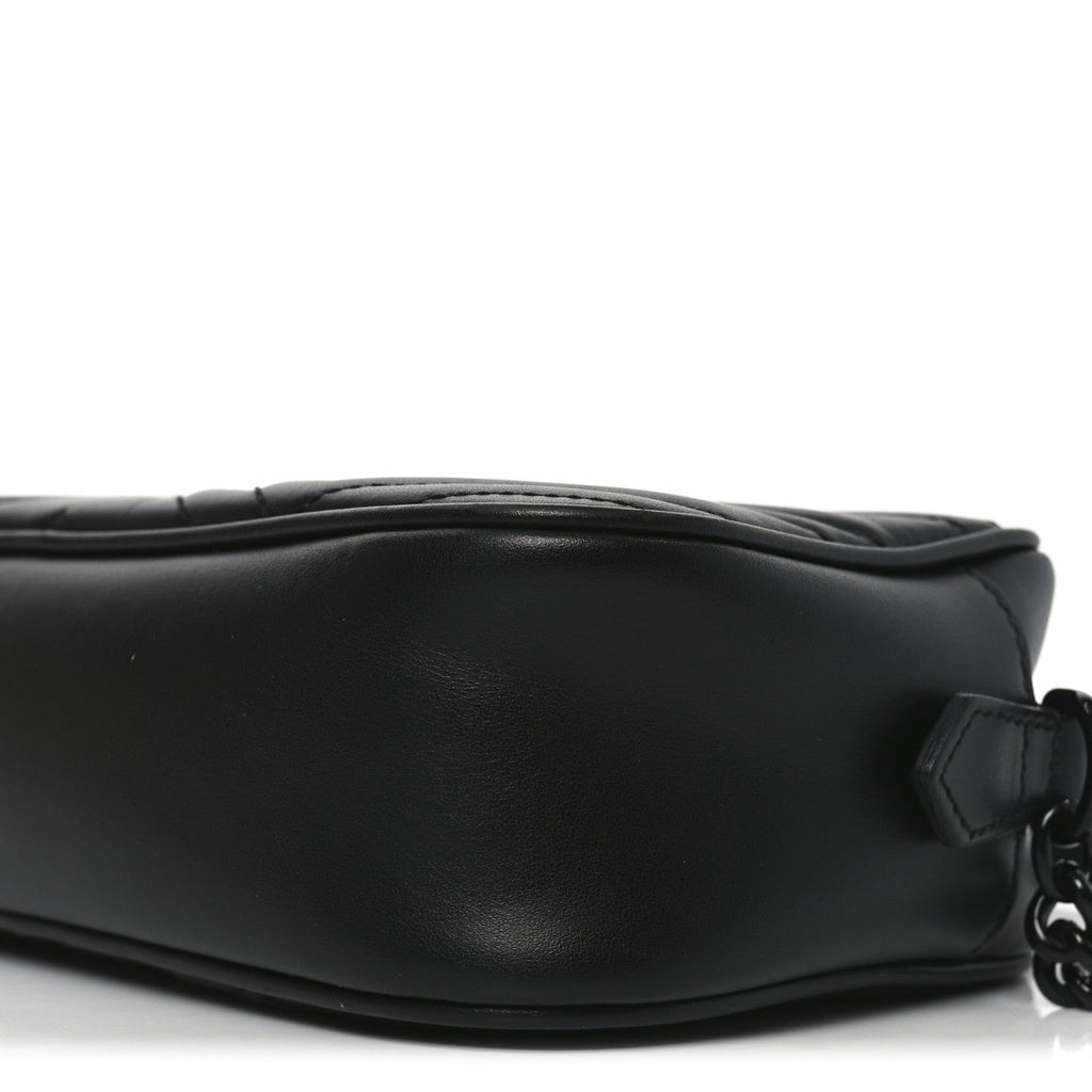 Calfskin Matelasse Monochrome Small GG Marmont Chain Shoulder Bag Black