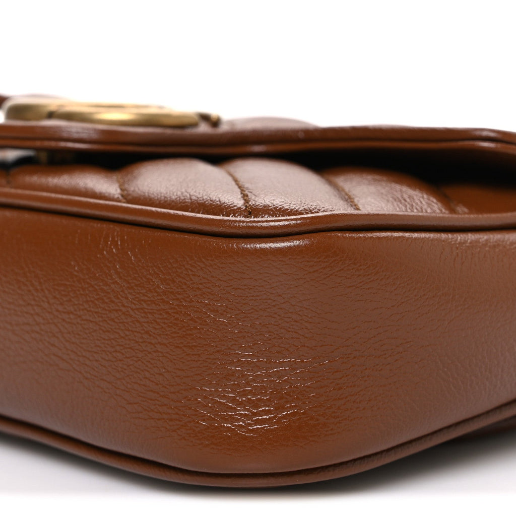 Azalea Calfskin Matelasse Diagonal Super Mini GG Marmont Shoulder Bag Cuir