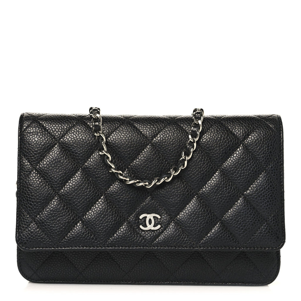 Caviar Quilted Wallet on Chain WOC Black