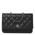 Caviar Quilted Wallet on Chain WOC Black