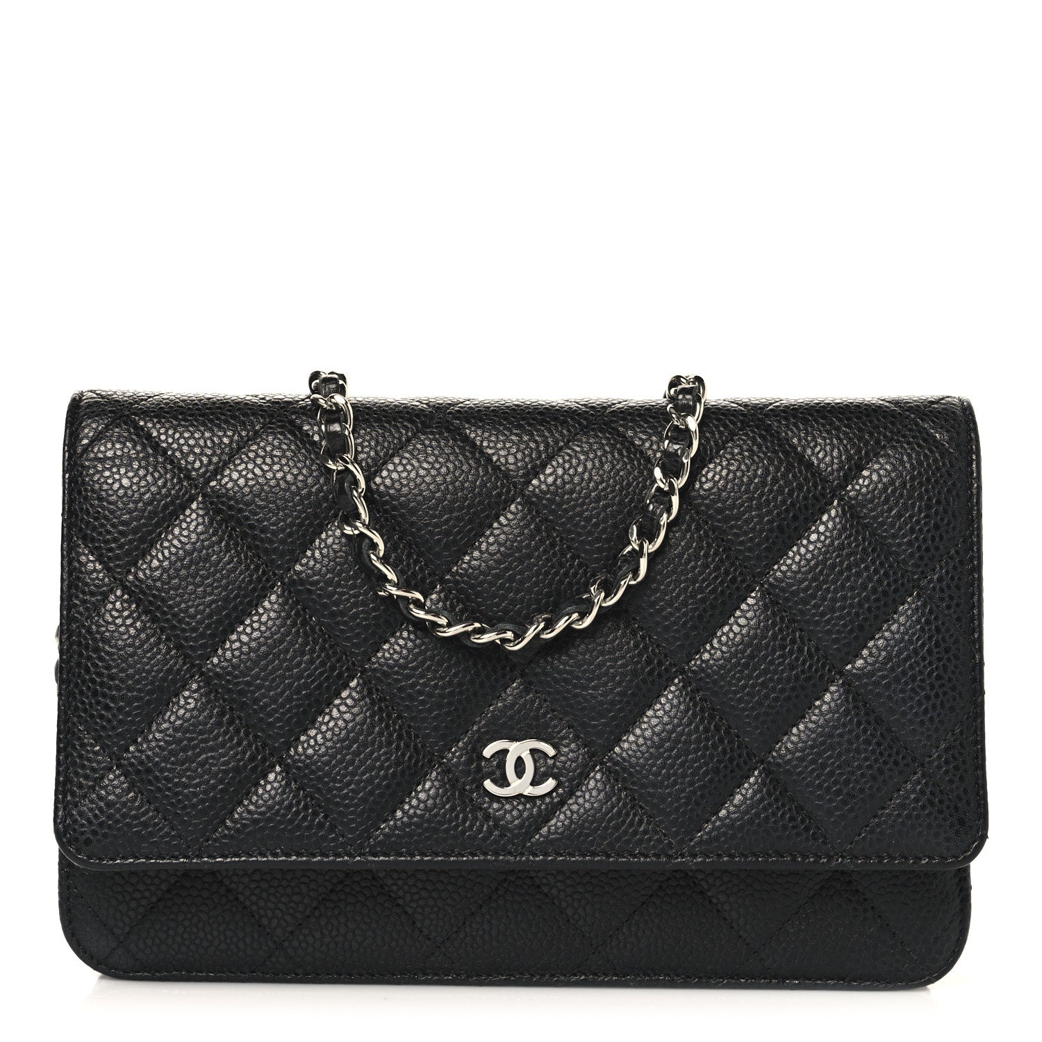 Caviar Quilted Wallet on Chain WOC Black