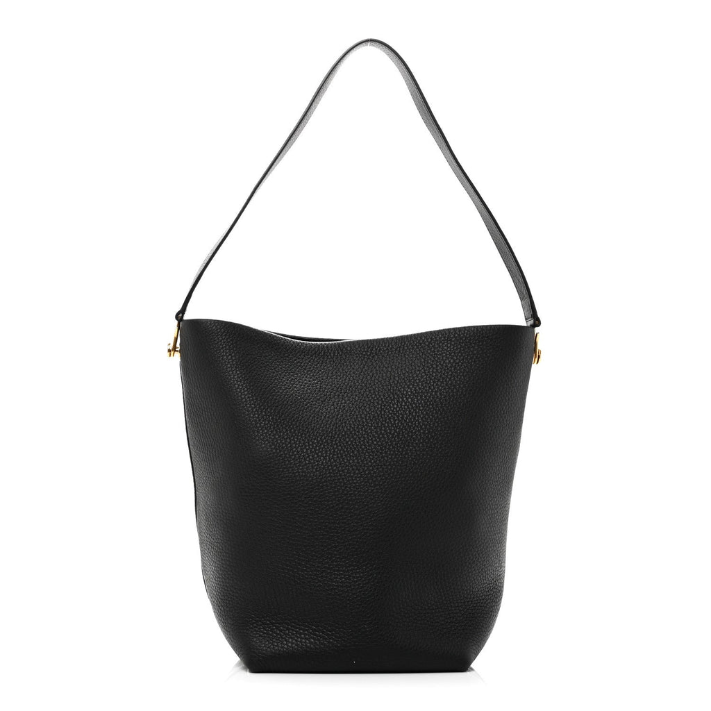 Grained Calfskin Medium N/S Hook Tote Black