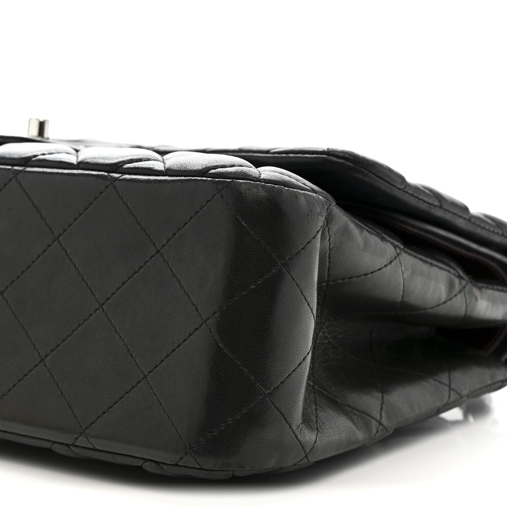Lambskin Quilted Jumbo Double Flap Black