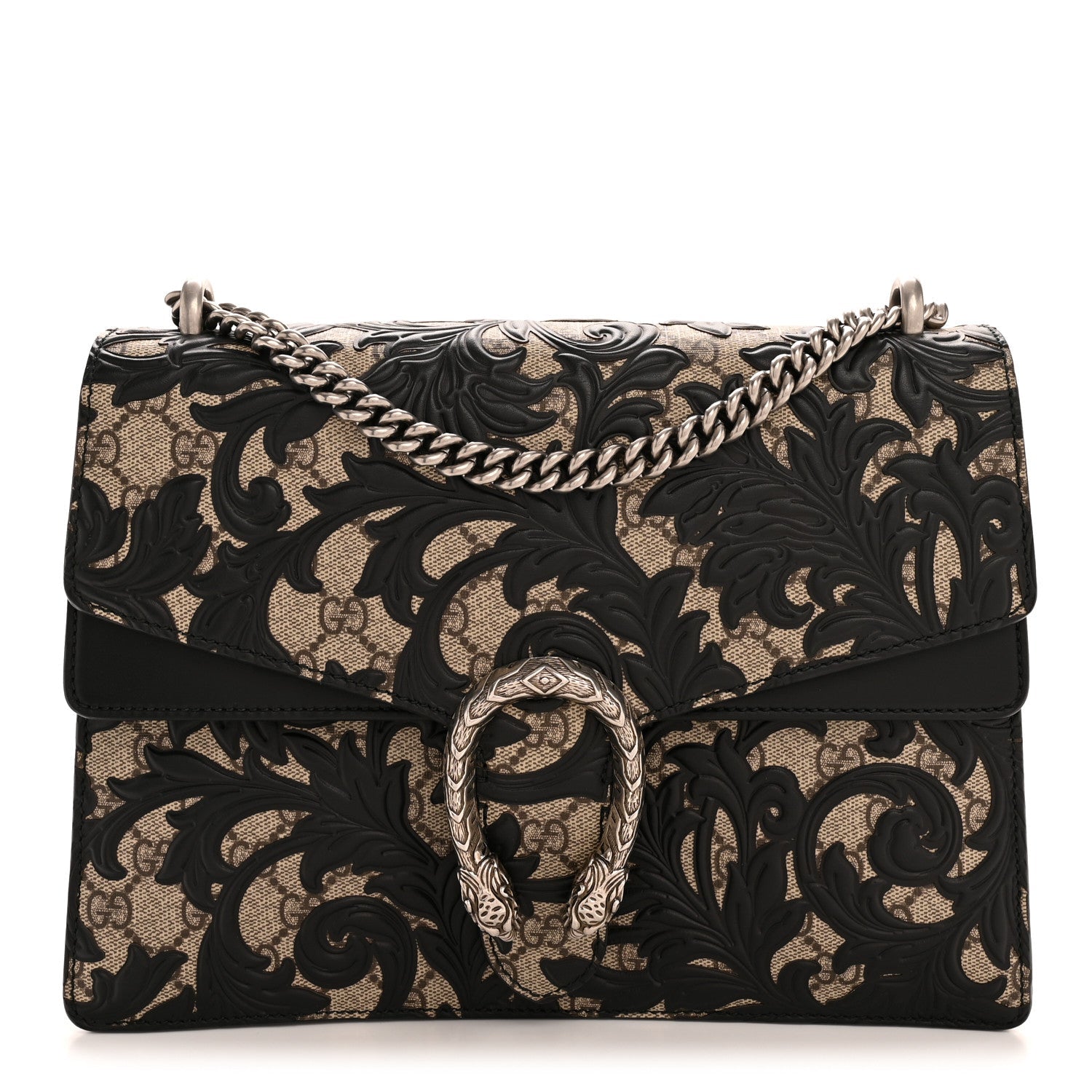 GG Supreme Monogram Arabesque Medium Dionysus Shoulder Bag Black