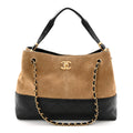 Suede Calfskin Shiny Lambskin Quilted Small Coco Base Shopping Bag Beige Black
