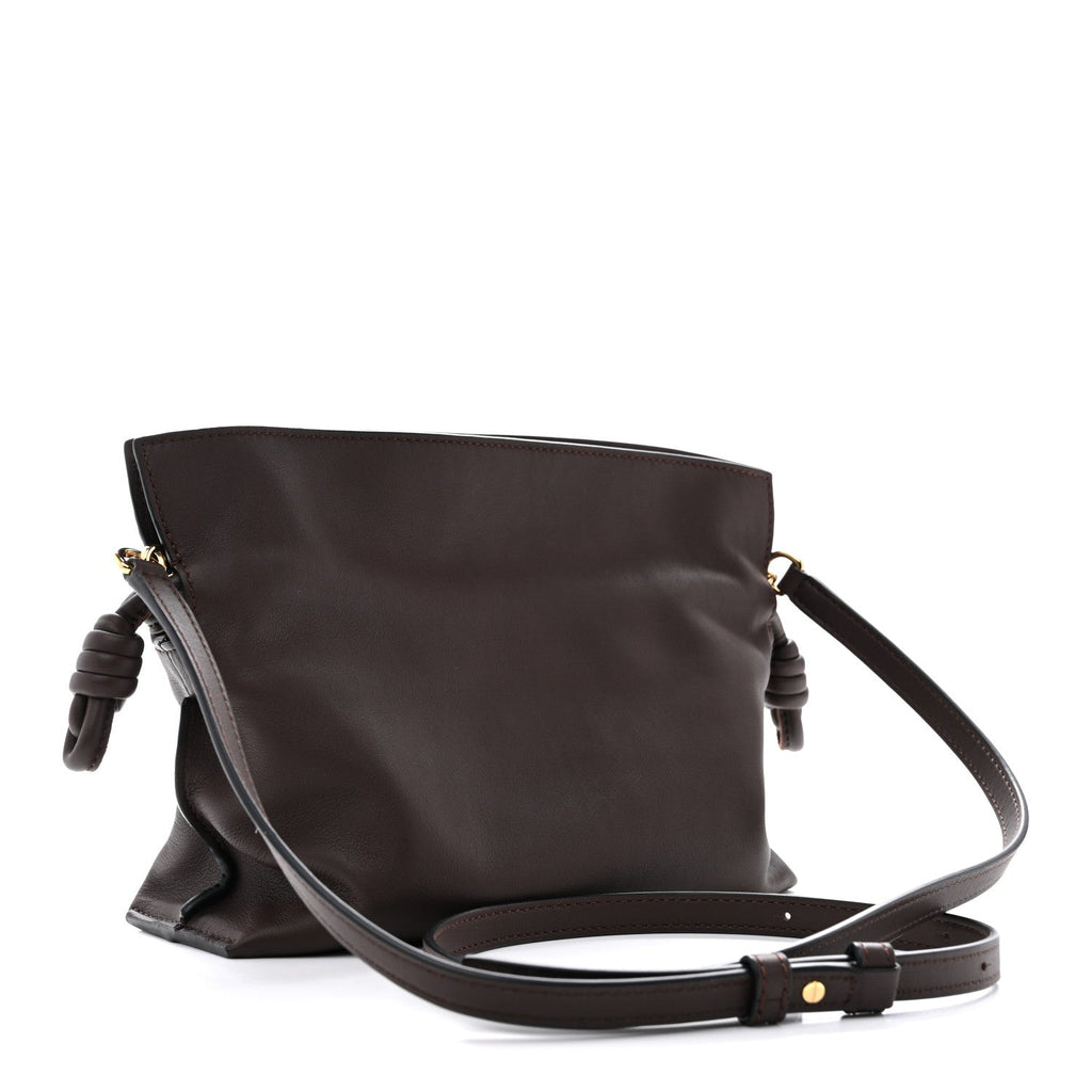 Calfskin Mini Flamenco Knot Clutch Chocolate