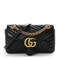 Calfskin Matelasse Small GG Marmont Shoulder Bag Black