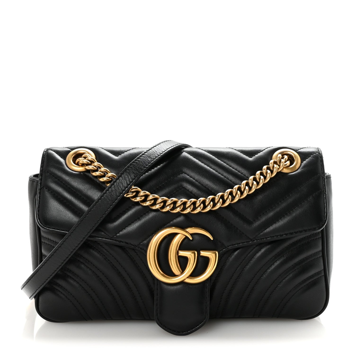 Calfskin Matelasse Small GG Marmont Shoulder Bag Black