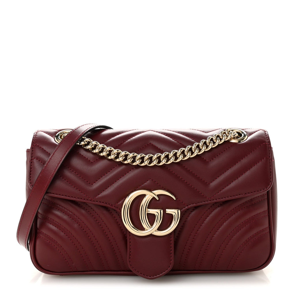 Calfskin Matelasse Small GG Marmont Shoulder Bag Ancora Red