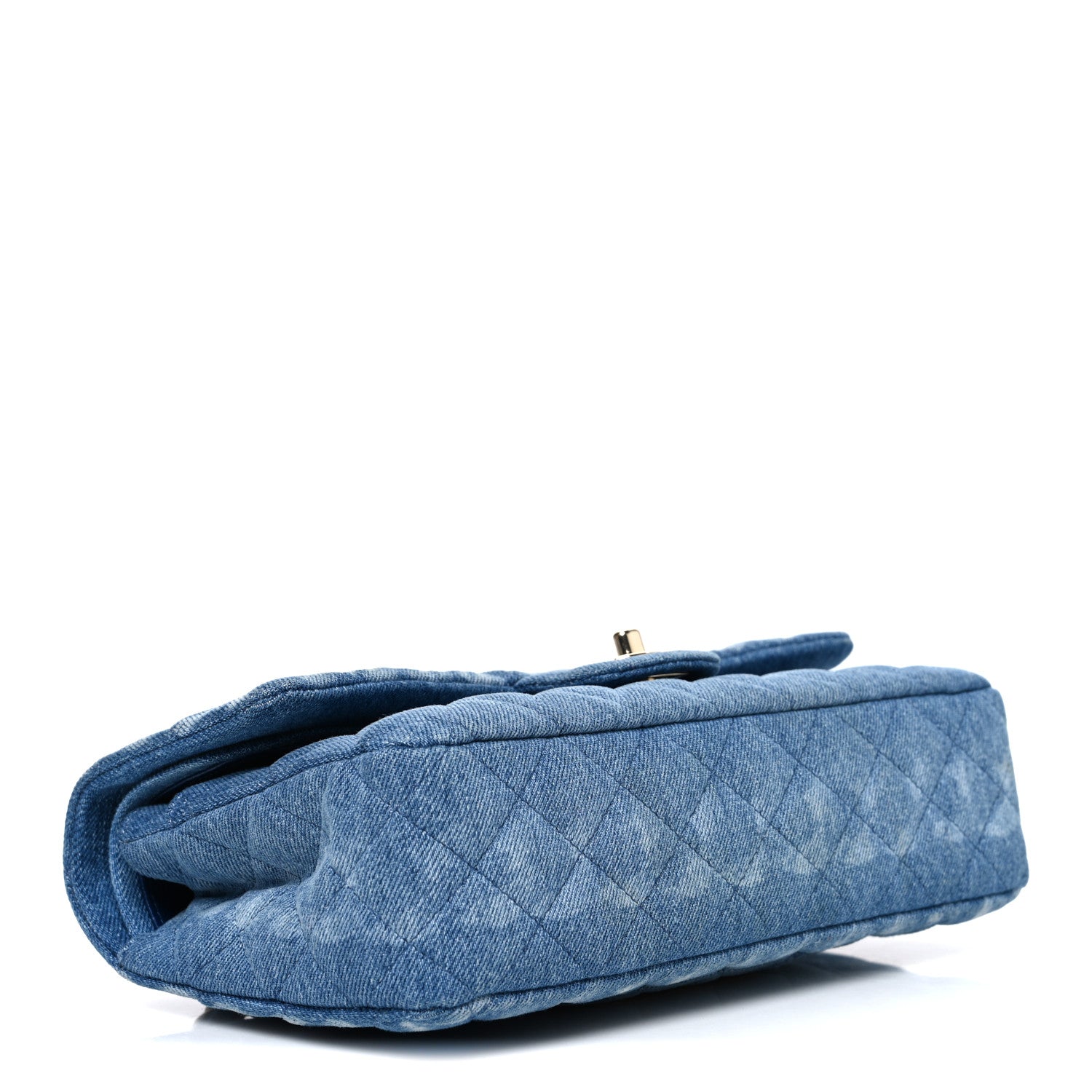 Denim Quilted Medium Double Flap Blue