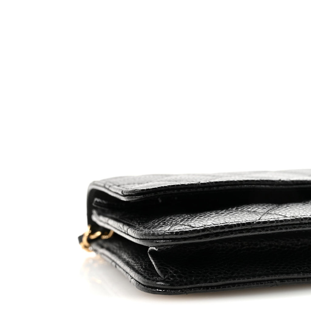 Caviar Quilted Wallet on Chain WOC Black