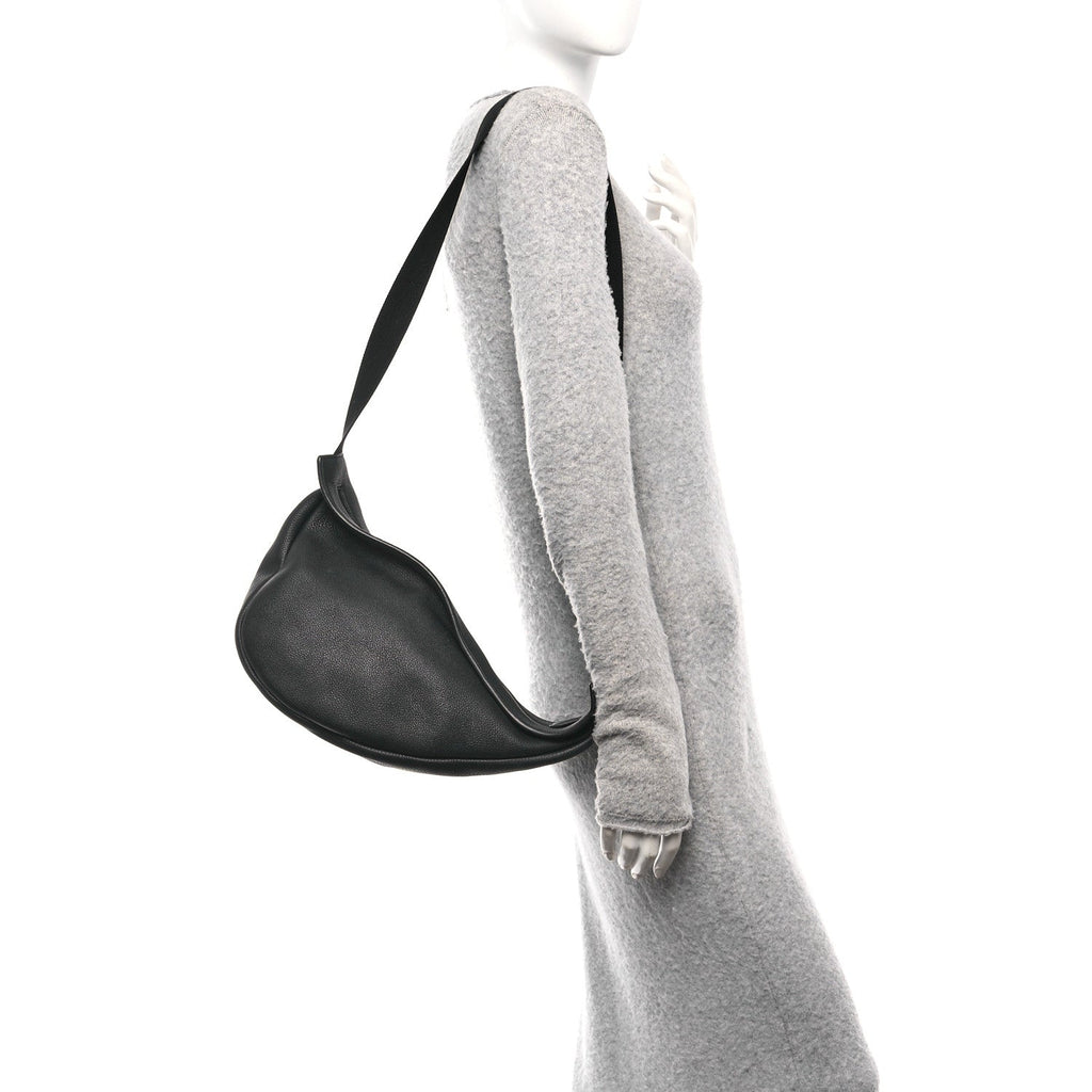 Grained Calfskin Large Slouchy Banana Bag Black