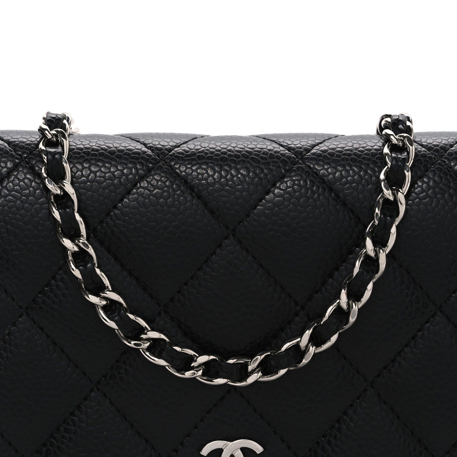 Caviar Quilted Wallet on Chain WOC Black
