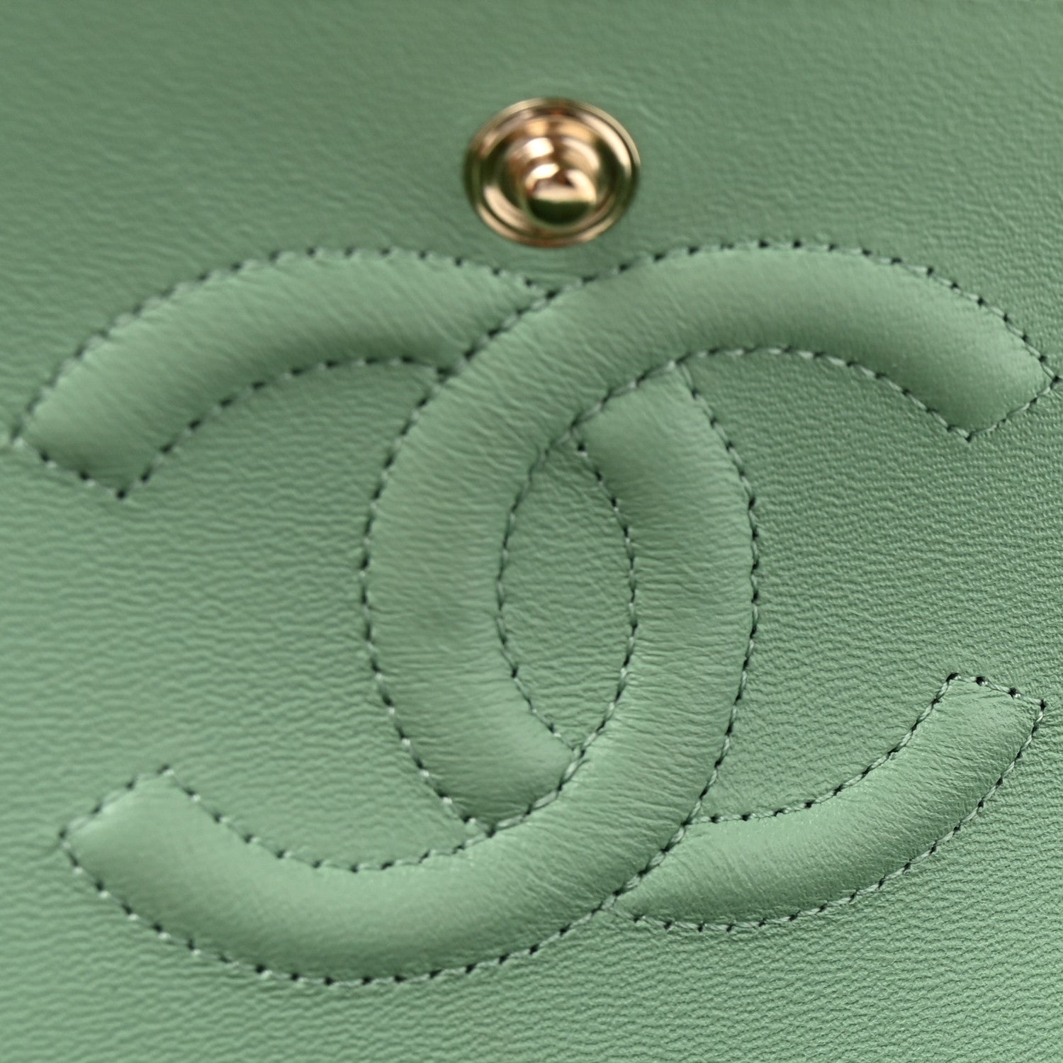 Caviar Quilted Small Double Flap Light Green