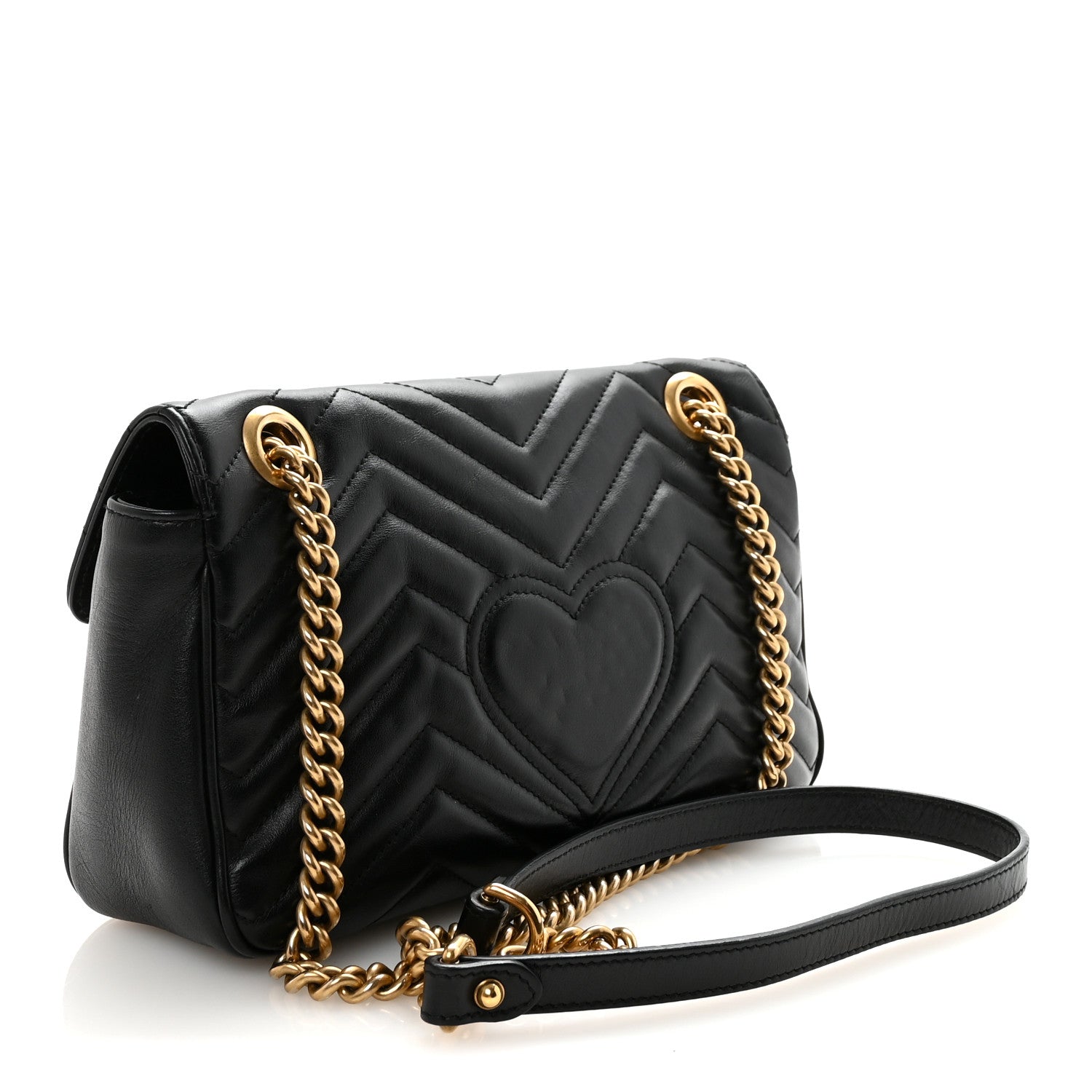 Calfskin Matelasse Small GG Marmont Shoulder Bag Black
