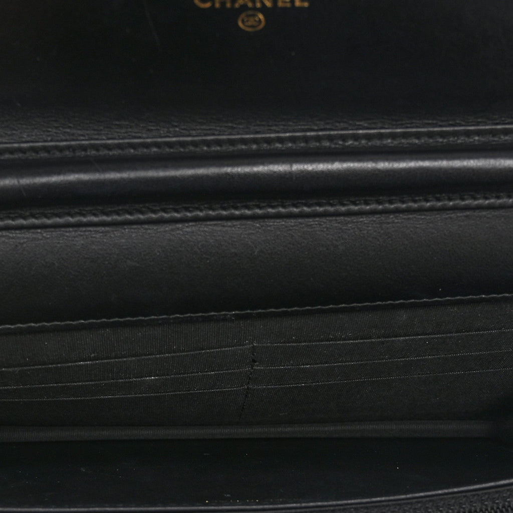Caviar Quilted CC Filigree Wallet On Chain WOC Black