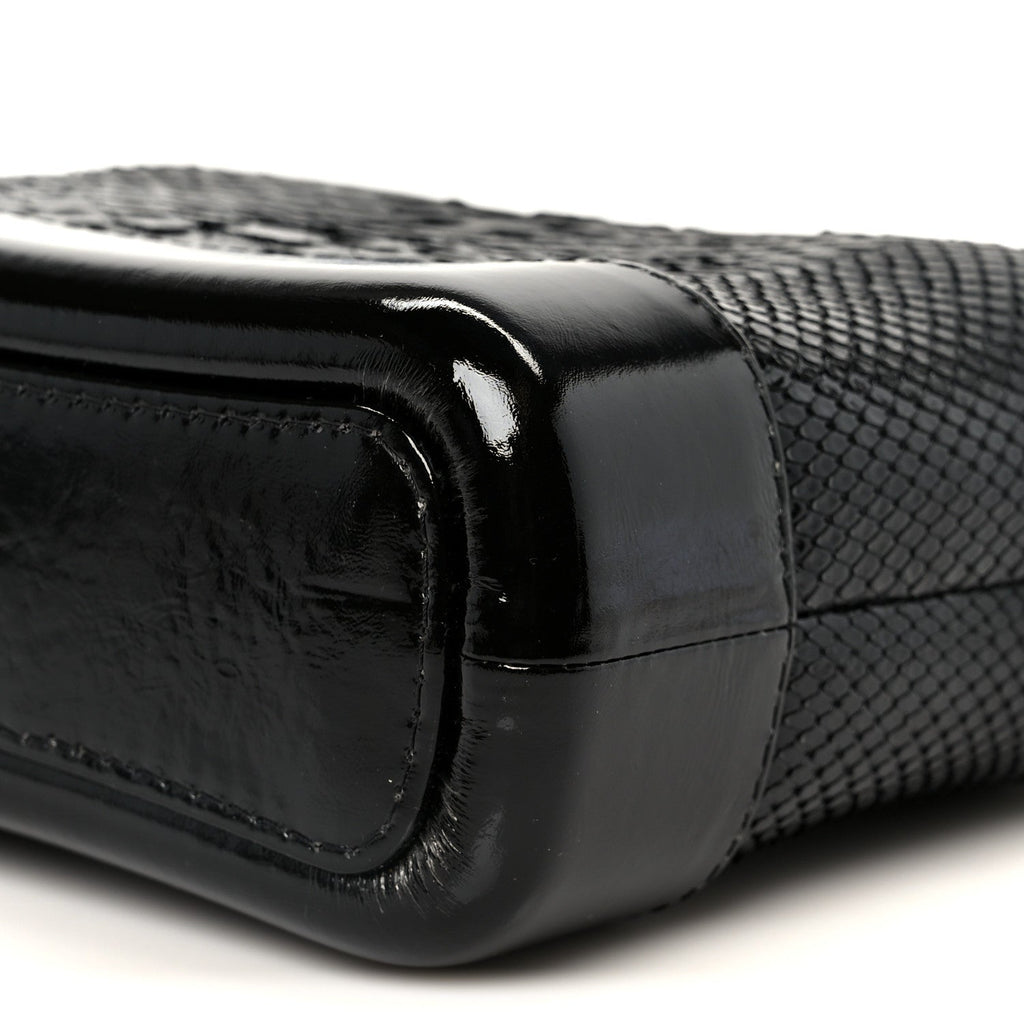 Snakeskin Patent Calfskin Small Gabrielle Hobo Black