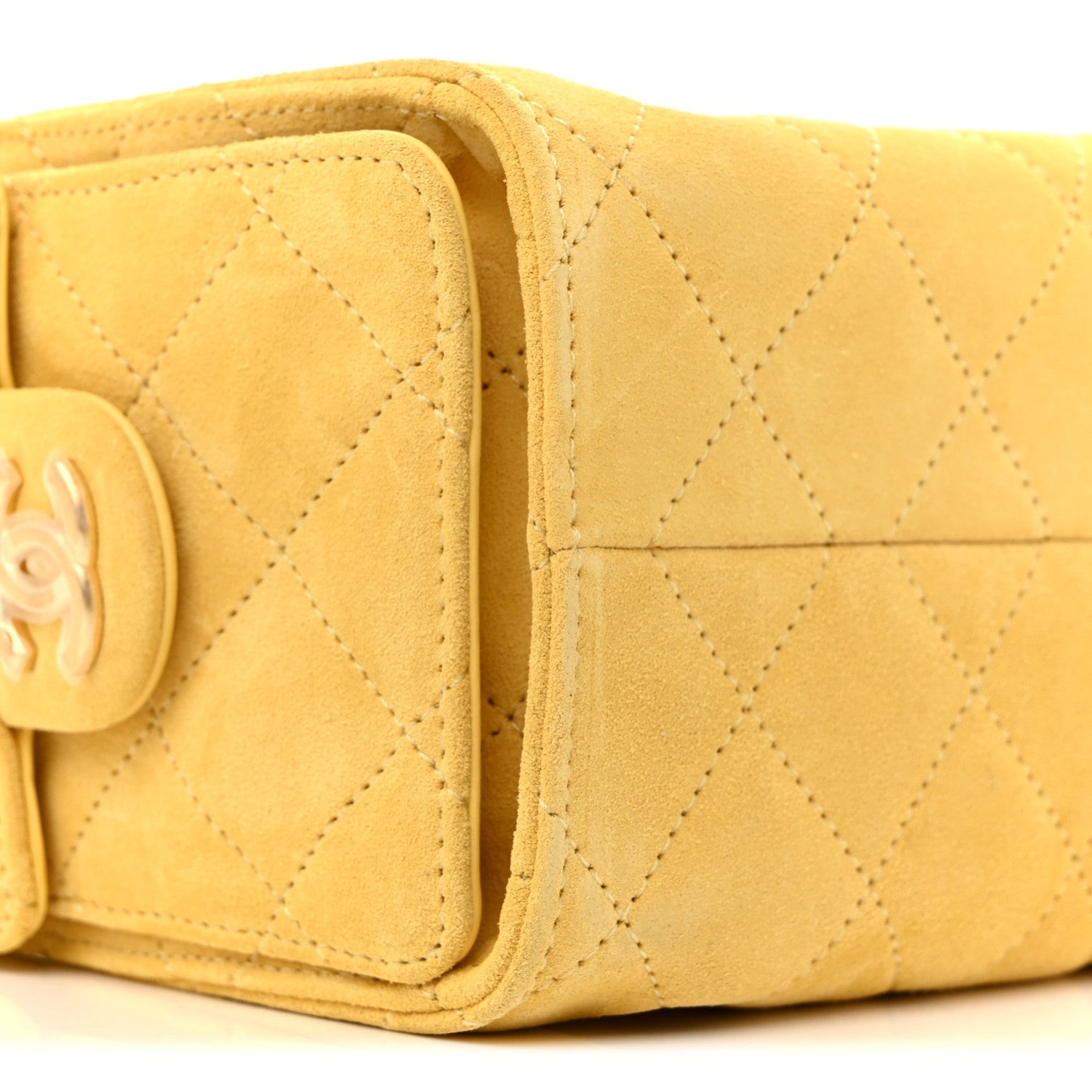 Suede Quilted Mini Chanel 25 Handbag Yellow