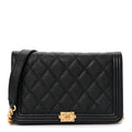 Caviar Quilted Boy Wallet On Chain WOC Black