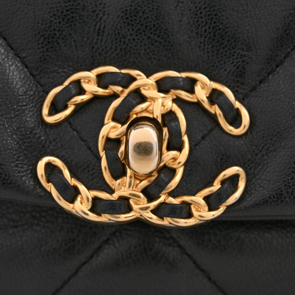 Goatskin Quilted Medium Chanel 19 Flap Black